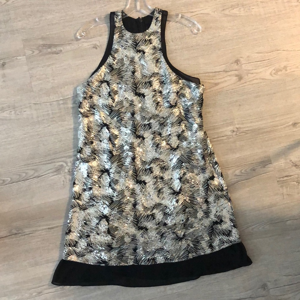 NBD silver and black sequin Whitney shift dress